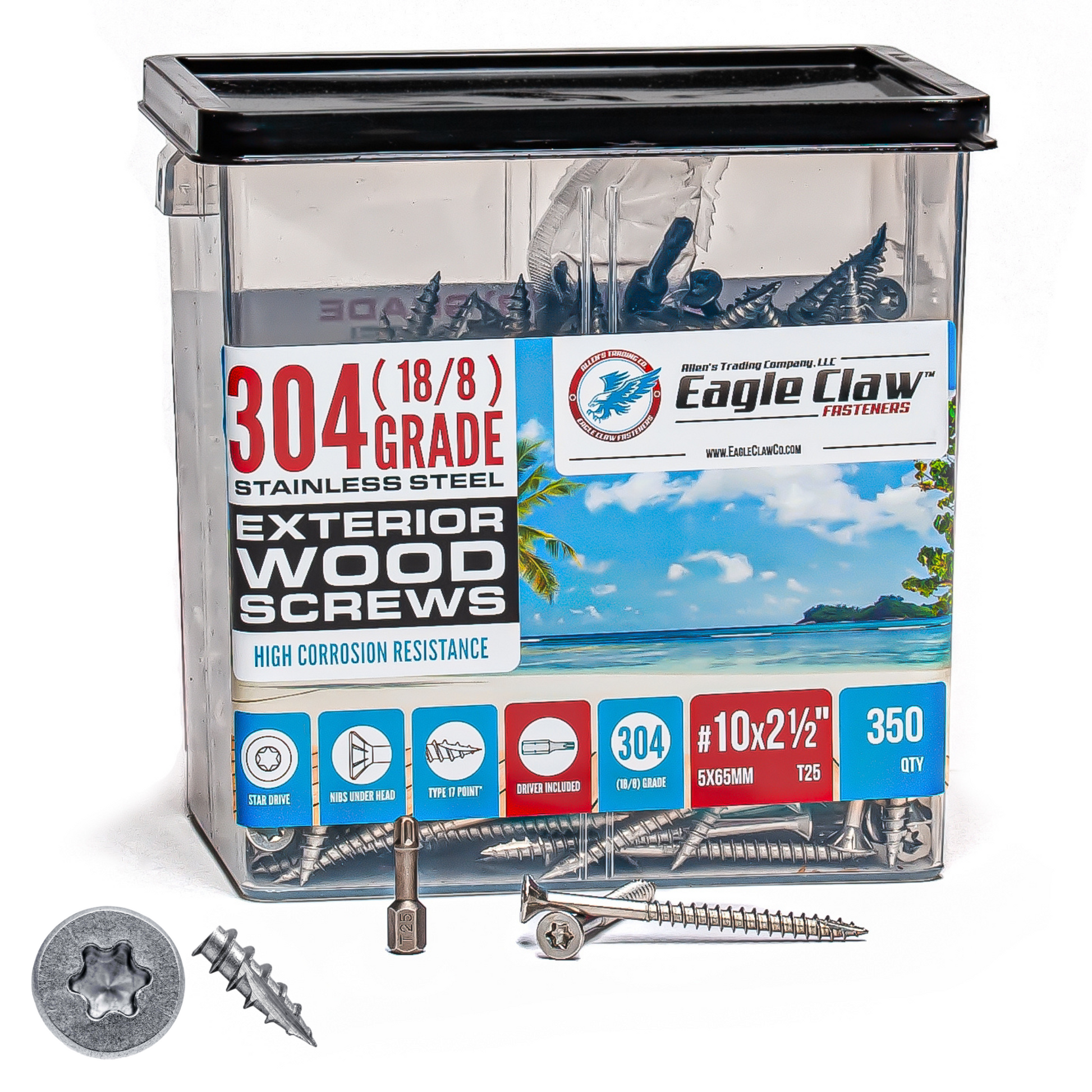 Star drive stainless steel screws