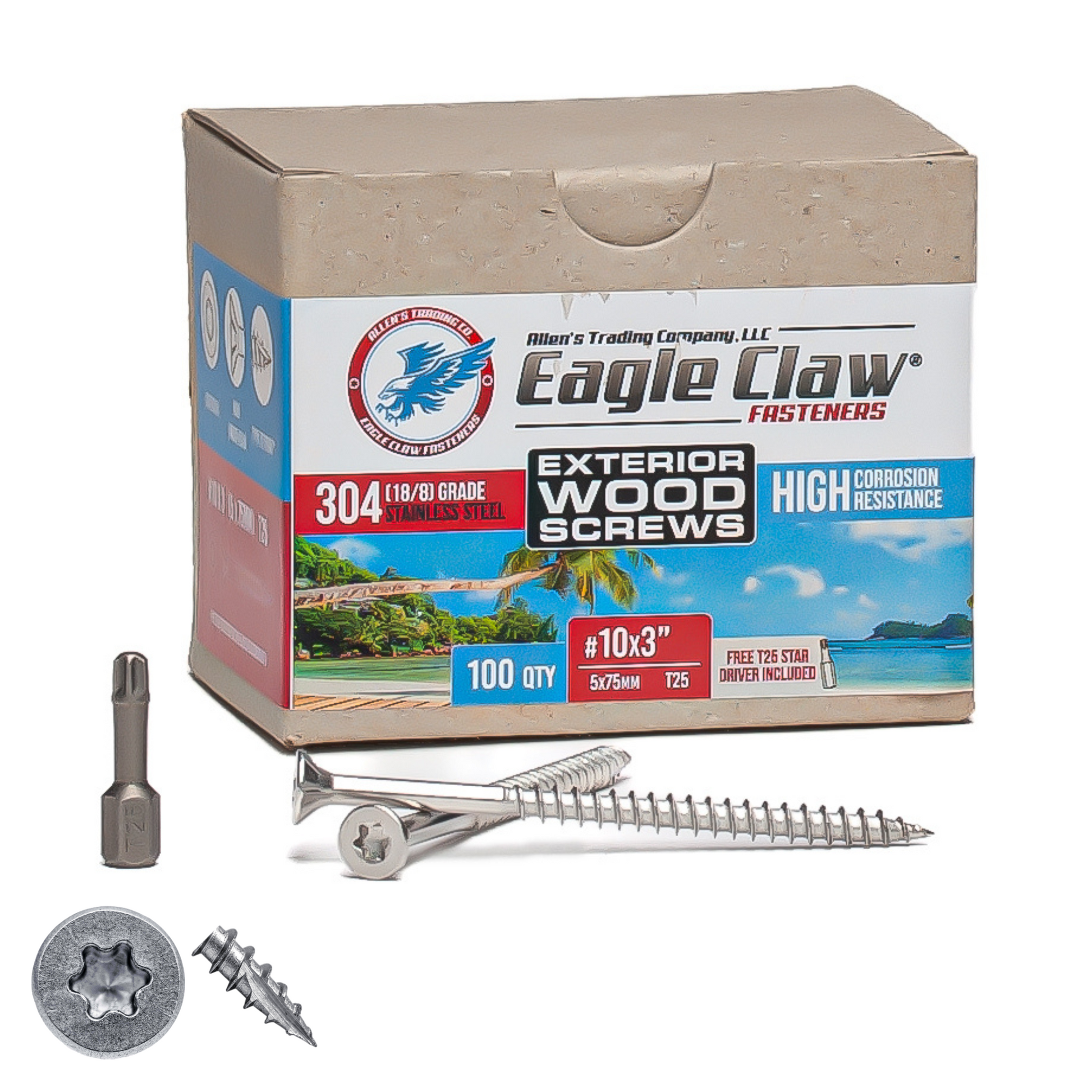 #10 x 3" stainless steel wood screws