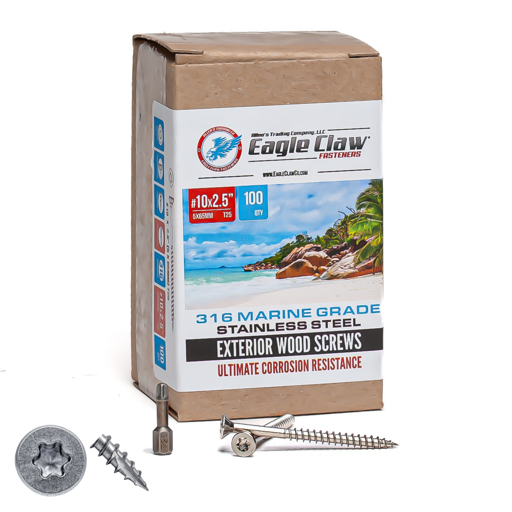 gmarine grade stainless steel torx (star) drive wood scerws