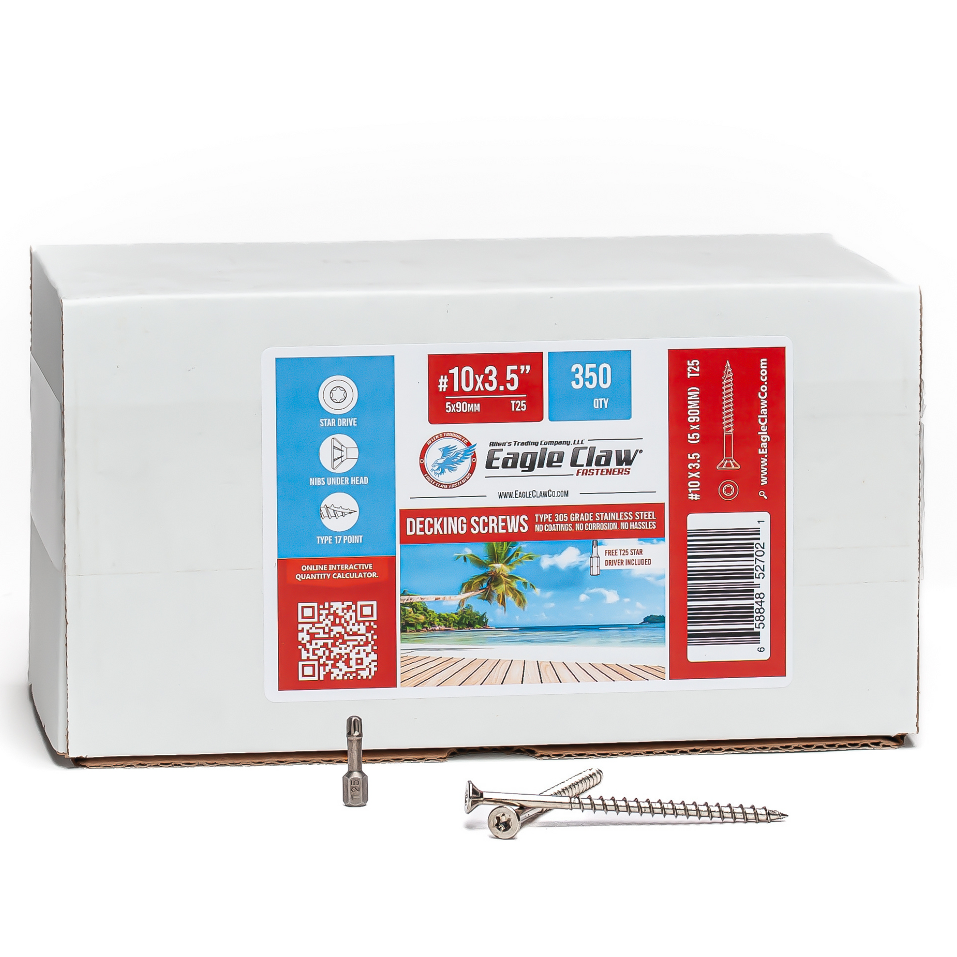 10 x 3 1/2 inch decking screws - 305 grade stainless steel